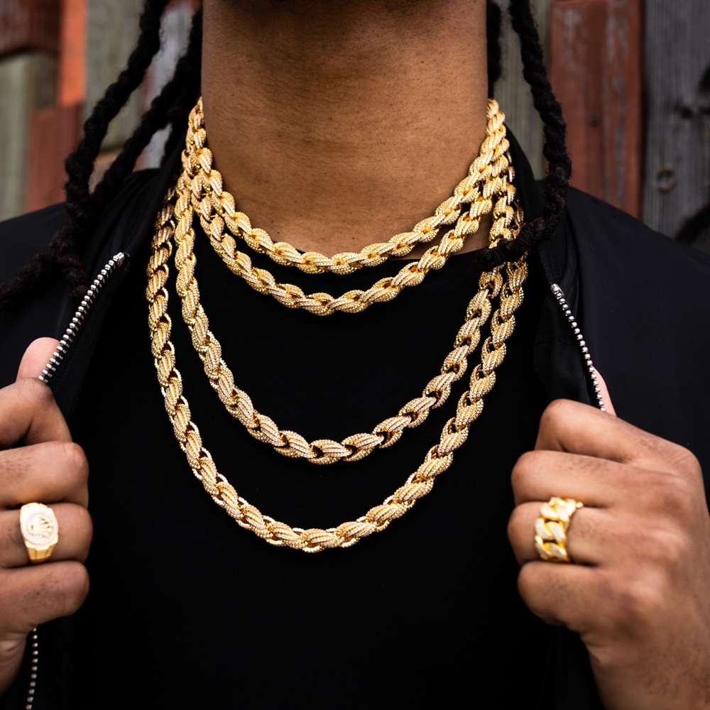 10mm Iced Rope Chain - Picture 2 of 2